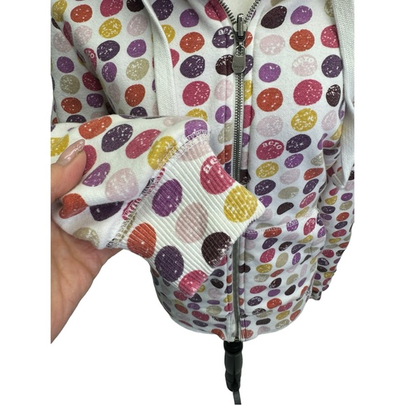 Aero Reversible Full Zip Hoodie Pink Polka Dot Size M - Picture 5 of 10